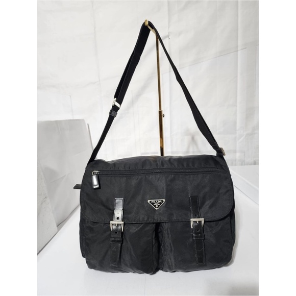 Authentic PRADA Tessuto Nylon Messenger Bag Black - Picture 1 of 13